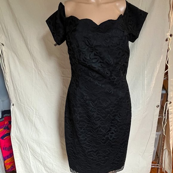 90's Pink Brocade Formal Off the Shoulder Sheath Dress by Roberta